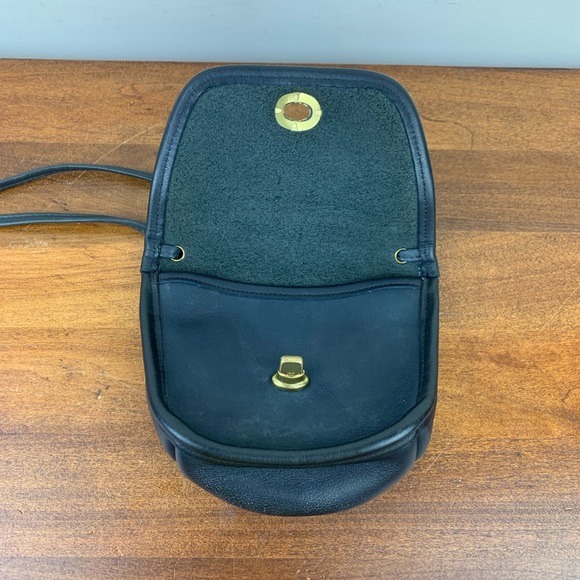 Coach Black Leather Crossbody Satchel with Gold Turnlock - Picture 4 of 16